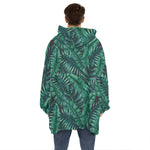 Watercolor Tropical Leaf Pattern Print Hoodie Blanket