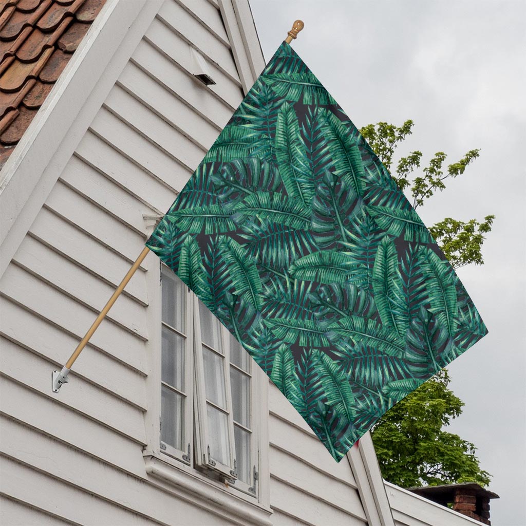 Watercolor Tropical Leaf Pattern Print House Flag