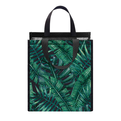 Watercolor Tropical Leaf Pattern Print Insulated Lunch Tote