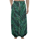 Watercolor Tropical Leaf Pattern Print Lantern Pants