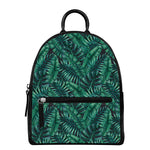 Watercolor Tropical Leaf Pattern Print Leather Backpack