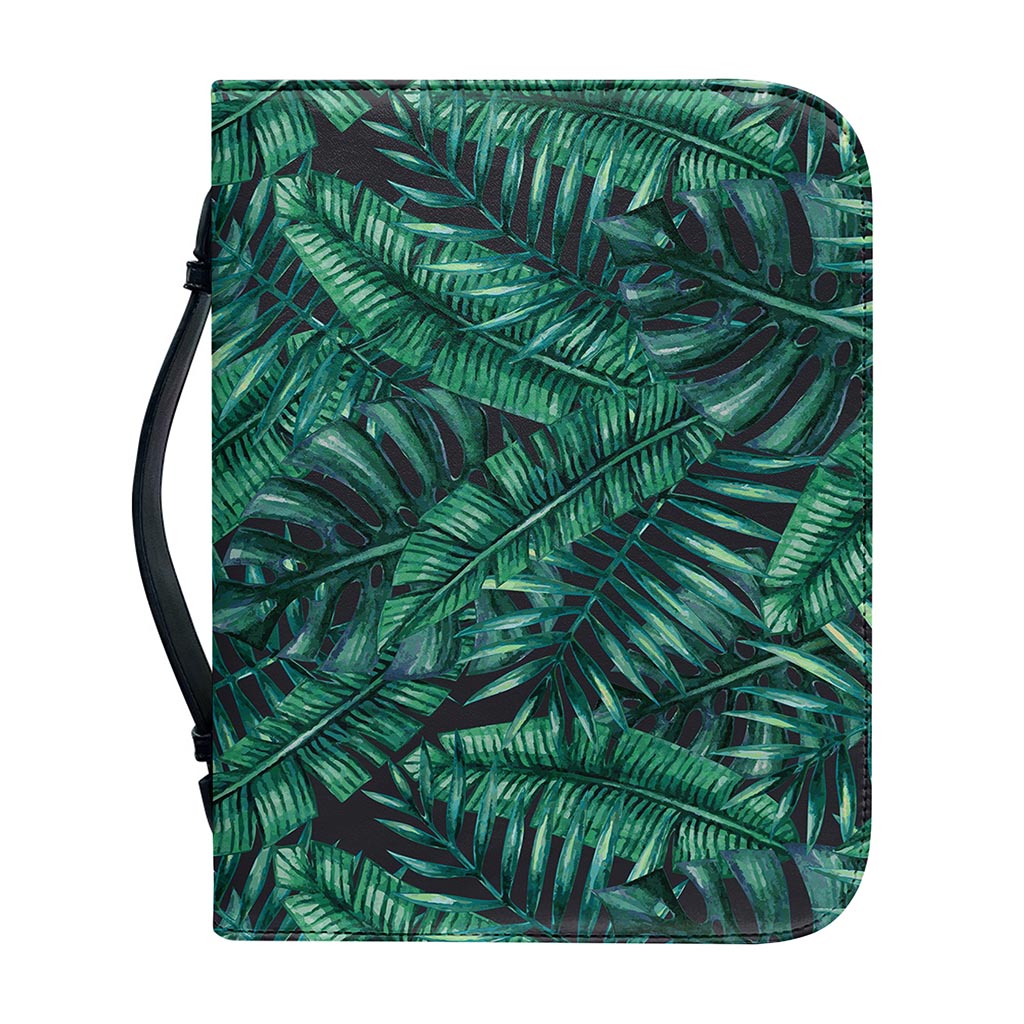 Watercolor Tropical Leaf Pattern Print Leather Bible Cover