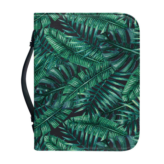 Watercolor Tropical Leaf Pattern Print Leather Bible Cover