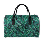 Watercolor Tropical Leaf Pattern Print Leather Duffle Bag