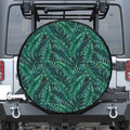 Watercolor Tropical Leaf Pattern Print Leather Spare Tire Cover