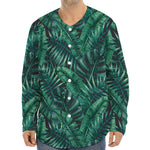 Watercolor Tropical Leaf Pattern Print Long Sleeve Baseball Jersey