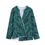 Watercolor Tropical Leaf Pattern Print Long Sleeve Short Coat