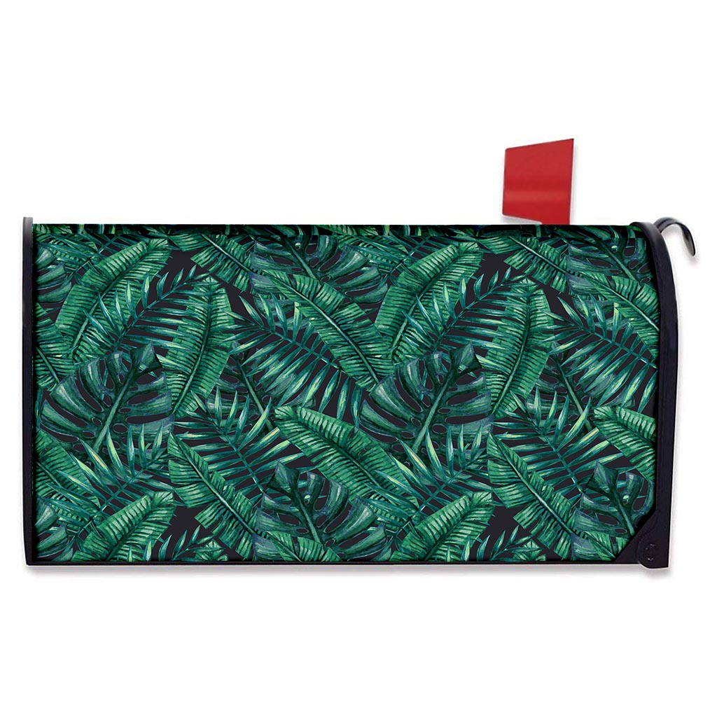 Watercolor Tropical Leaf Pattern Print Mailbox Cover