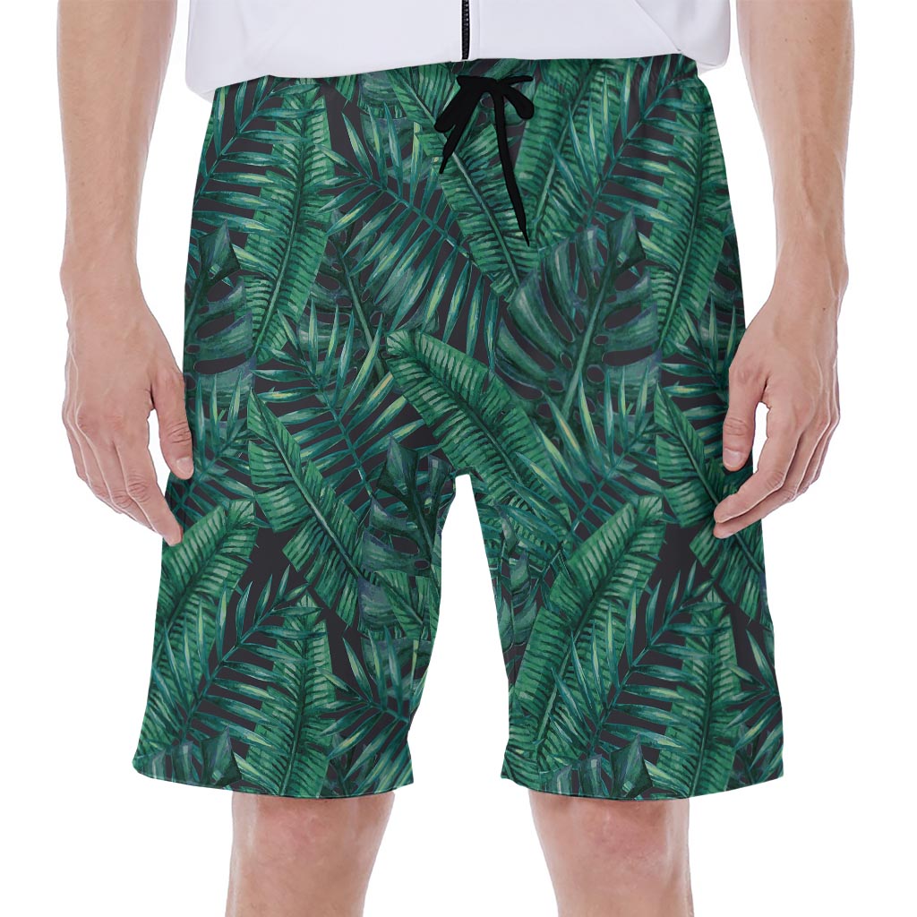 Watercolor Tropical Leaf Pattern Print Men's Beach Shorts