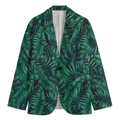 Watercolor Tropical Leaf Pattern Print Men's Blazer