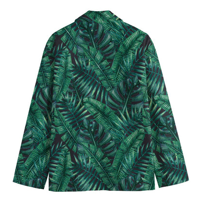 Watercolor Tropical Leaf Pattern Print Men's Blazer