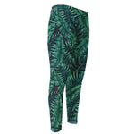 Watercolor Tropical Leaf Pattern Print Men's Compression Pants