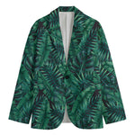 Watercolor Tropical Leaf Pattern Print Men's Cotton Blazer