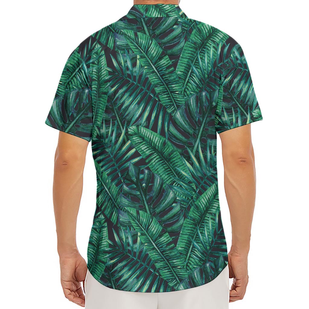 Watercolor Tropical Leaf Pattern Print Men's Deep V-Neck Shirt