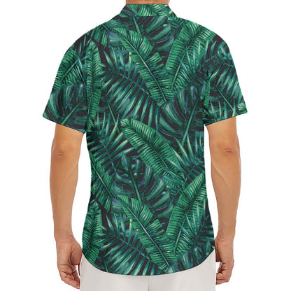 Watercolor Tropical Leaf Pattern Print Men's Deep V-Neck Shirt