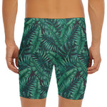 Watercolor Tropical Leaf Pattern Print Men's Long Boxer Briefs