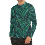 Watercolor Tropical Leaf Pattern Print Men's Long Sleeve Rash Guard