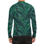 Watercolor Tropical Leaf Pattern Print Men's Long Sleeve Rash Guard