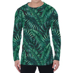 Watercolor Tropical Leaf Pattern Print Men's Long Sleeve T-Shirt