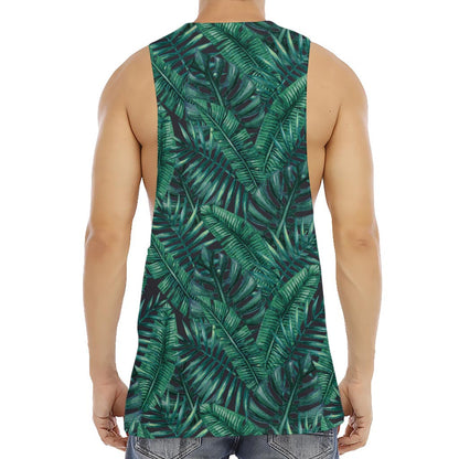 Watercolor Tropical Leaf Pattern Print Men's Muscle Tank Top