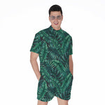 Watercolor Tropical Leaf Pattern Print Men's Rompers