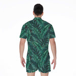 Watercolor Tropical Leaf Pattern Print Men's Rompers