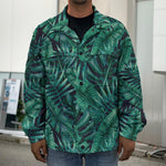 Watercolor Tropical Leaf Pattern Print Men's Shirt Jacket