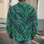 Watercolor Tropical Leaf Pattern Print Men's Shirt Jacket