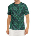 Watercolor Tropical Leaf Pattern Print Men's Short Sleeve Rash Guard