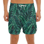 Watercolor Tropical Leaf Pattern Print Men's Split Running Shorts