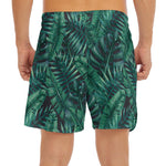 Watercolor Tropical Leaf Pattern Print Men's Split Running Shorts