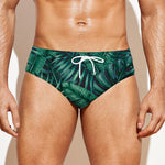 Watercolor Tropical Leaf Pattern Print Men's Swim Briefs