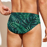 Watercolor Tropical Leaf Pattern Print Men's Swim Briefs