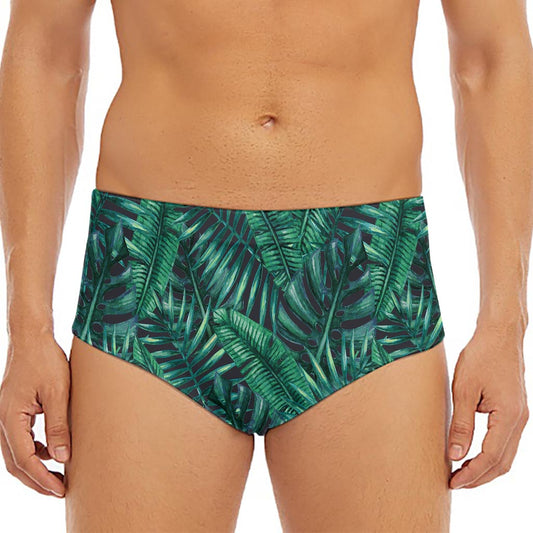 Watercolor Tropical Leaf Pattern Print Men's Triangle Swim Briefs