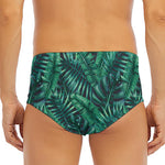 Watercolor Tropical Leaf Pattern Print Men's Triangle Swim Briefs