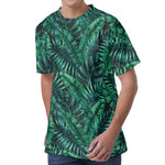 Watercolor Tropical Leaf Pattern Print Men's Velvet T-Shirt
