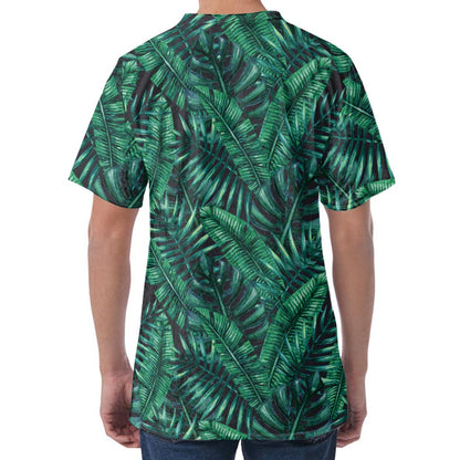 Watercolor Tropical Leaf Pattern Print Men's Velvet T-Shirt