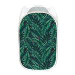 Watercolor Tropical Leaf Pattern Print Mesh Laundry Hamper