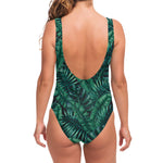 Watercolor Tropical Leaf Pattern Print One Piece Swimsuit