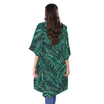 Watercolor Tropical Leaf Pattern Print Open Front Beach Cover Up