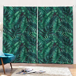 Watercolor Tropical Leaf Pattern Print Pencil Pleat Curtains