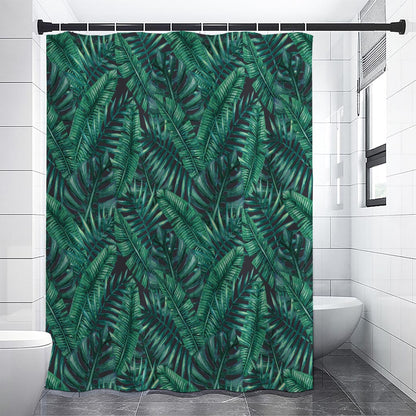 Watercolor Tropical Leaf Pattern Print Premium Shower Curtain