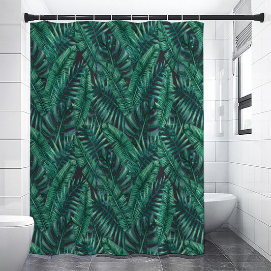 Watercolor Tropical Leaf Pattern Print Premium Shower Curtain