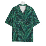 Watercolor Tropical Leaf Pattern Print Rayon Hawaiian Shirt
