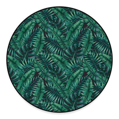 Watercolor Tropical Leaf Pattern Print Round Floor Mat
