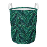 Watercolor Tropical Leaf Pattern Print Round Laundry Basket