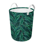Watercolor Tropical Leaf Pattern Print Round Laundry Basket