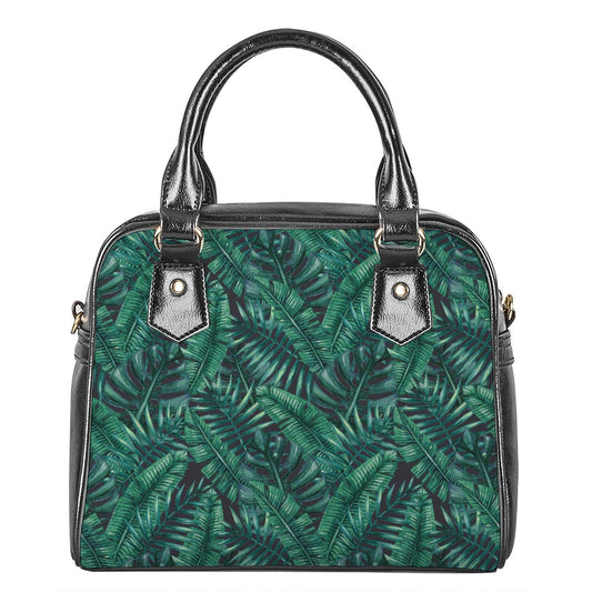 Watercolor Tropical Leaf Pattern Print Shoulder Handbag
