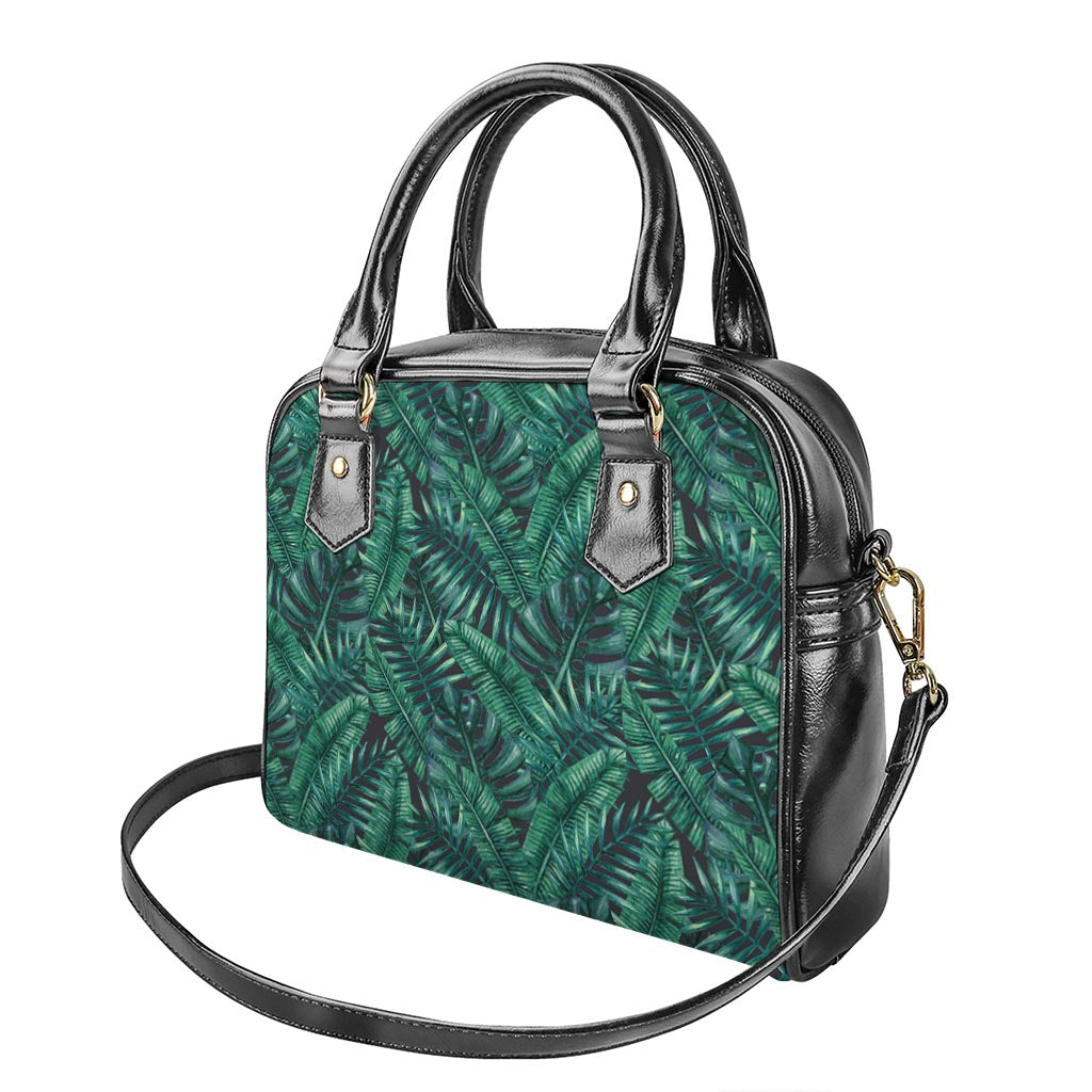 Watercolor Tropical Leaf Pattern Print Shoulder Handbag