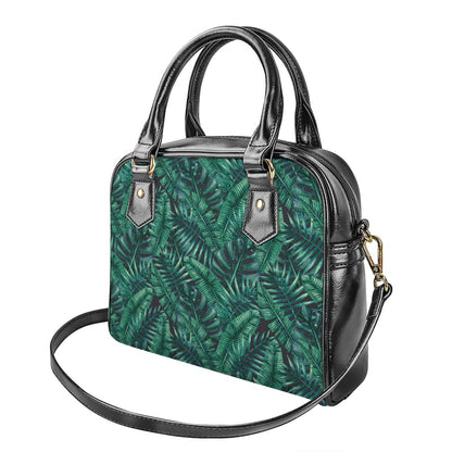 Watercolor Tropical Leaf Pattern Print Shoulder Handbag